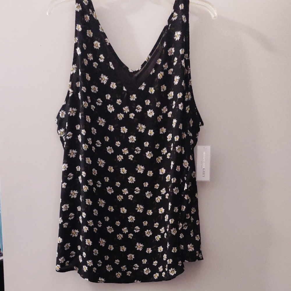 Madison Black and White Polka Dot Bell Sleeve Tank Top